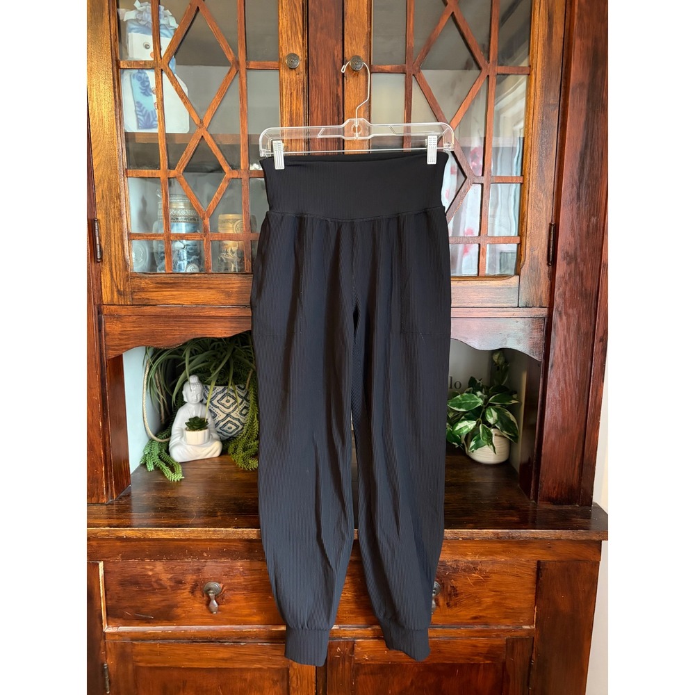 Athleta Salutation Rib Jogger Black‎ High Rise Petite Small Ribbed Pants